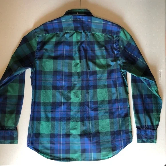 J Crew Tartan Men's Blue and Green Plaid Shirt Size M - Picture 2 of 5